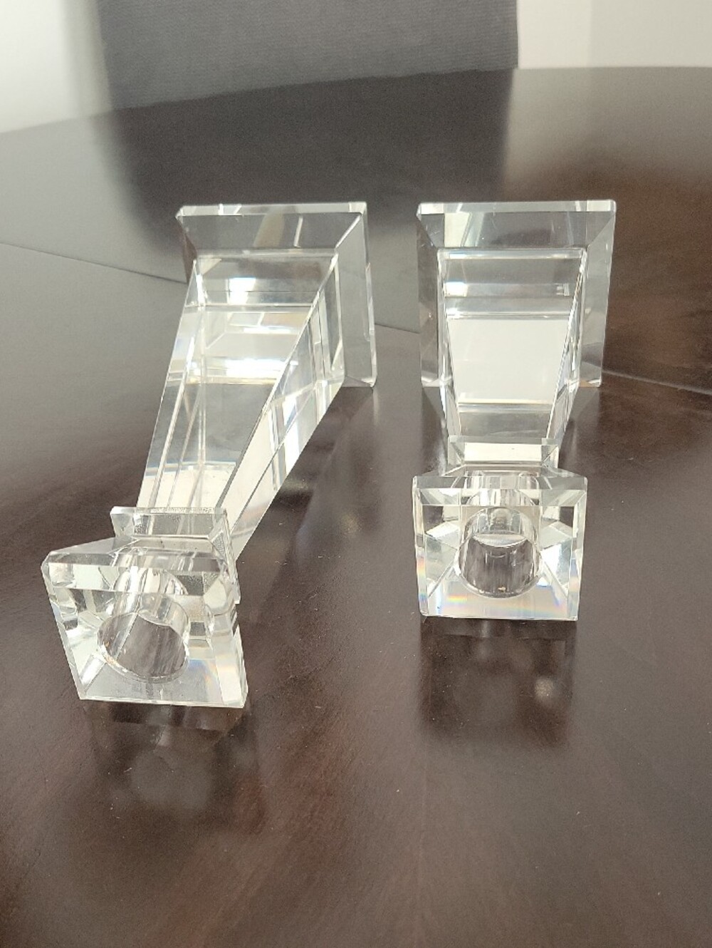 Pair of Crystal Taper Candle Holders - Elegant Home Accent - Picture 4 of 4